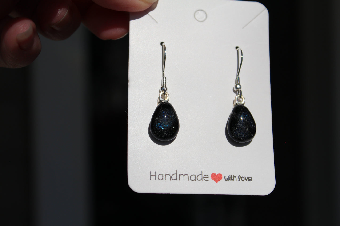 Blue Iridescent Teardrop Earrings