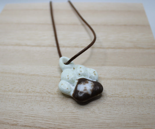 Paw Necklace - Brown/White & White Heart