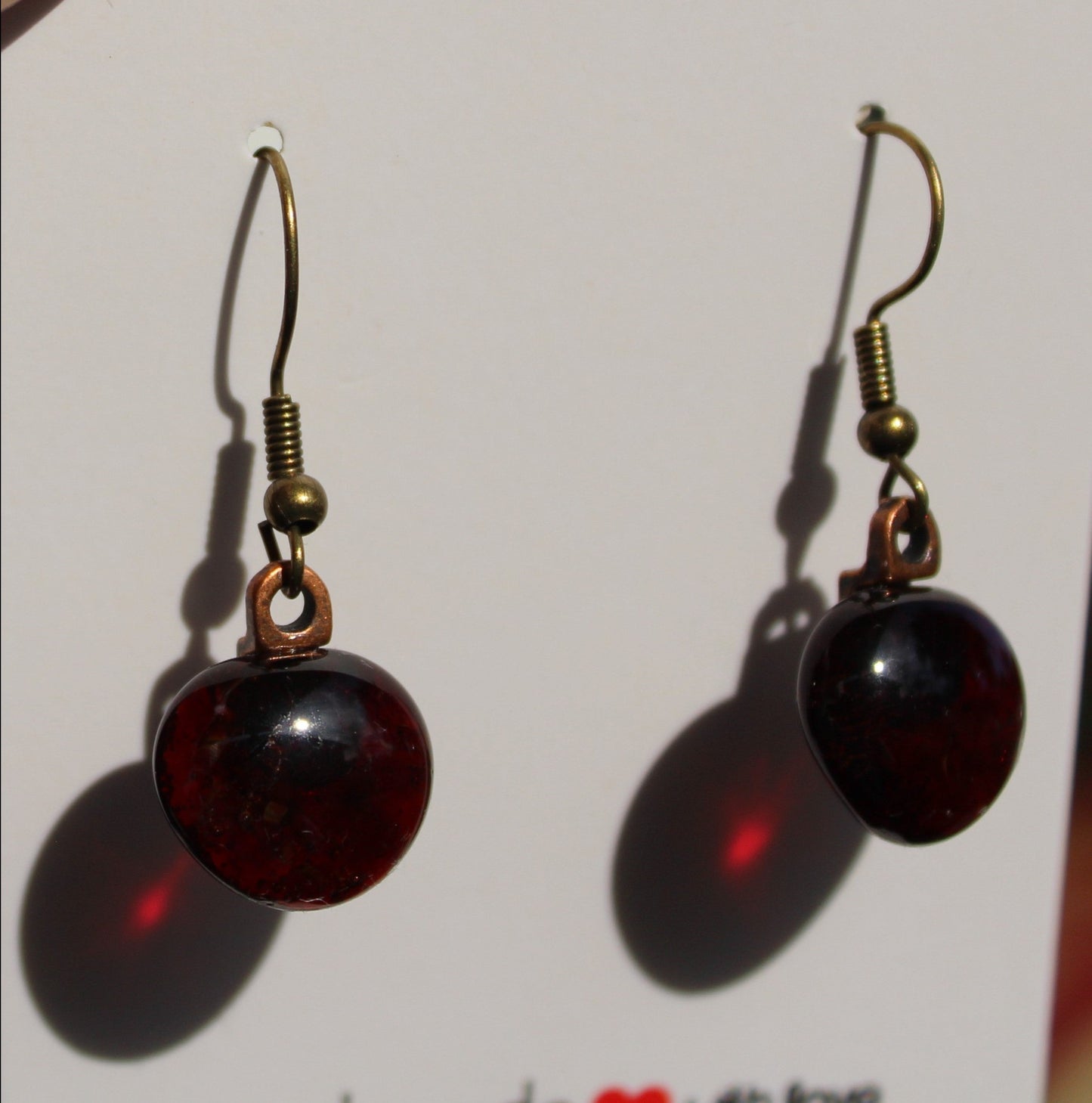 Dark Red Transparent Round Earrings
