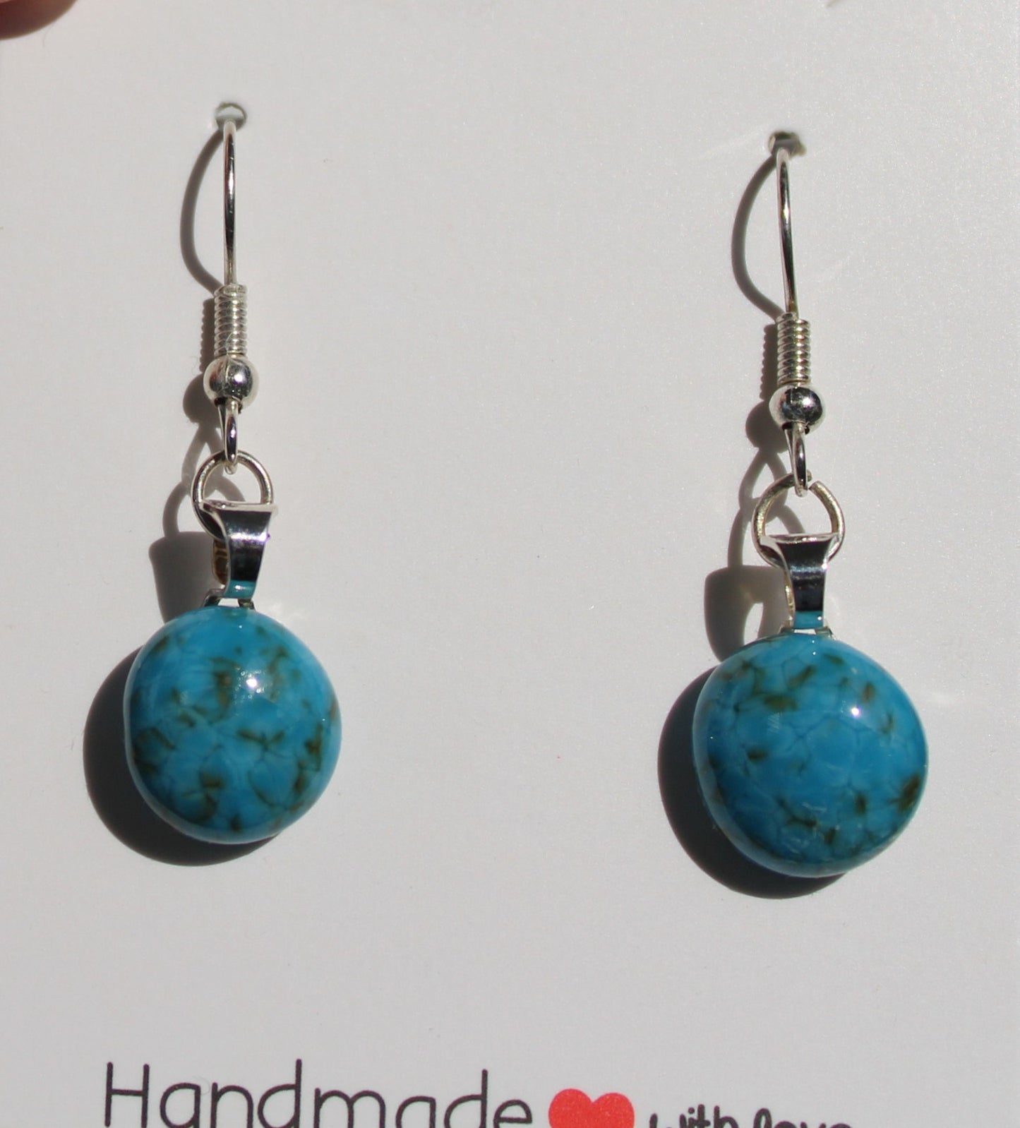 Robin's Egg Blue Round Speckle Earrings