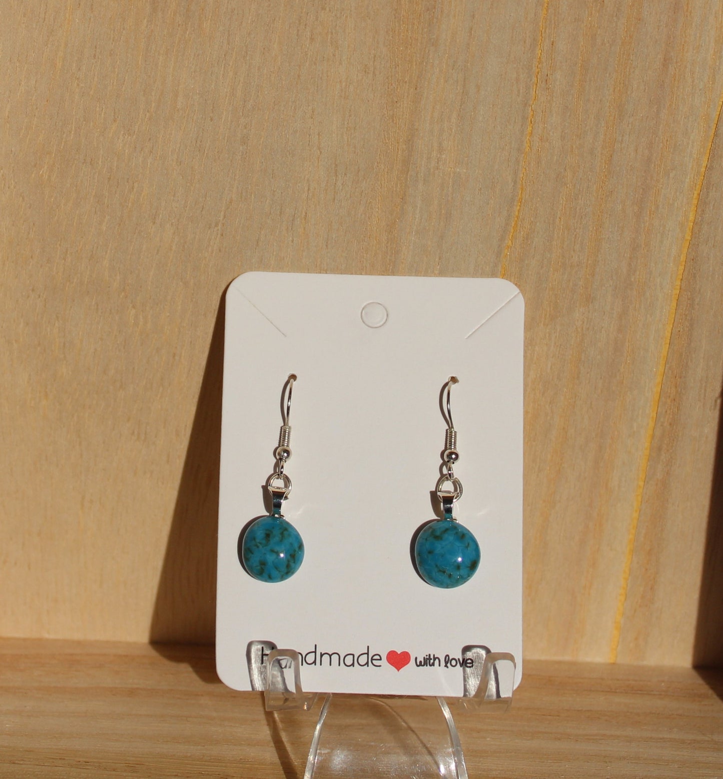 Robin's Egg Blue Round Speckle Earrings