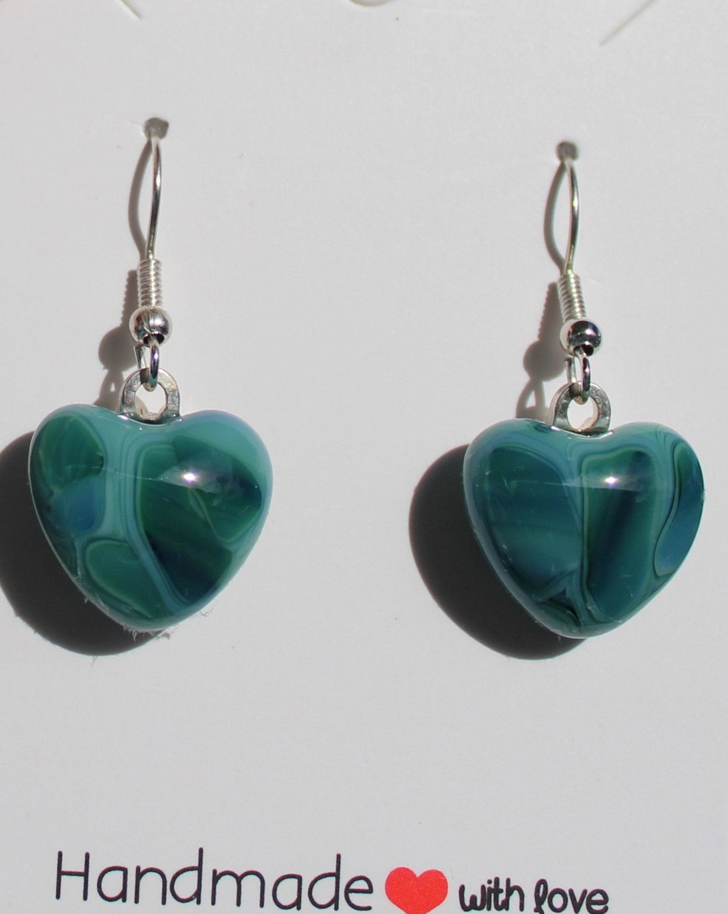 Dark Teal Heart Earrings